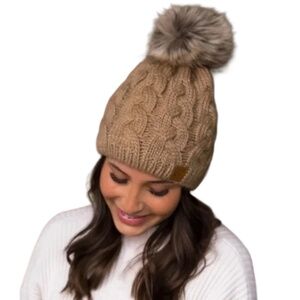 Panache Tan  braided knit Beanie Hat (31)